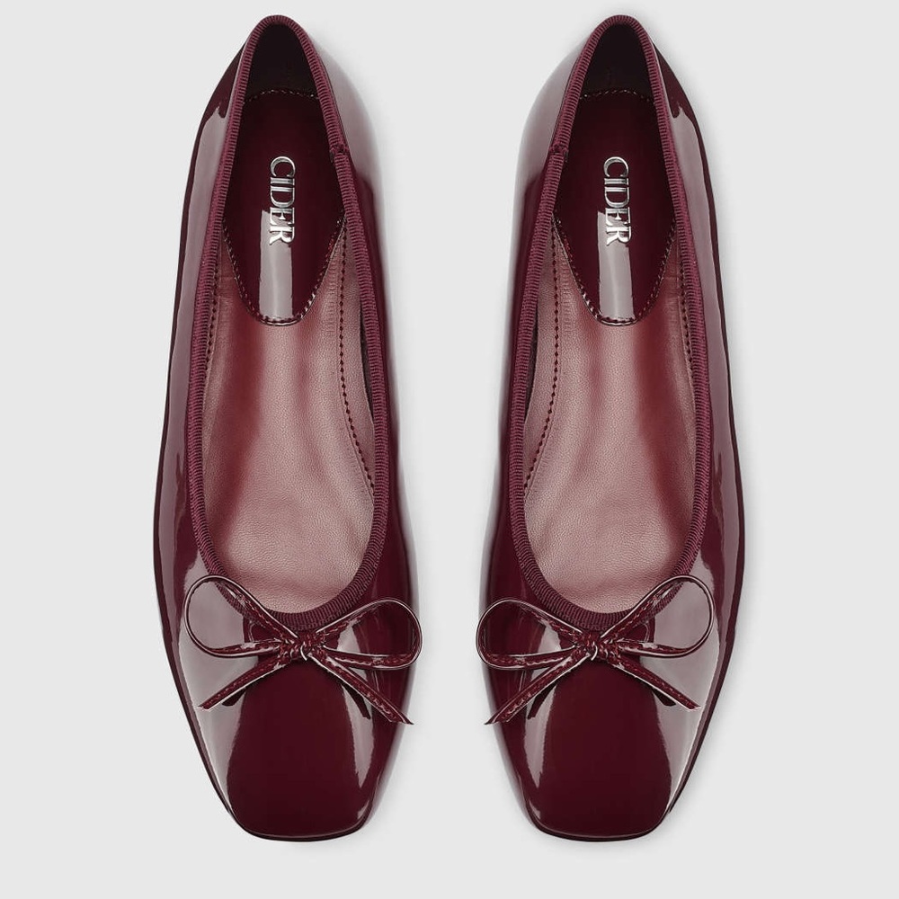 Cider Burgundy Flats with Bow Detail